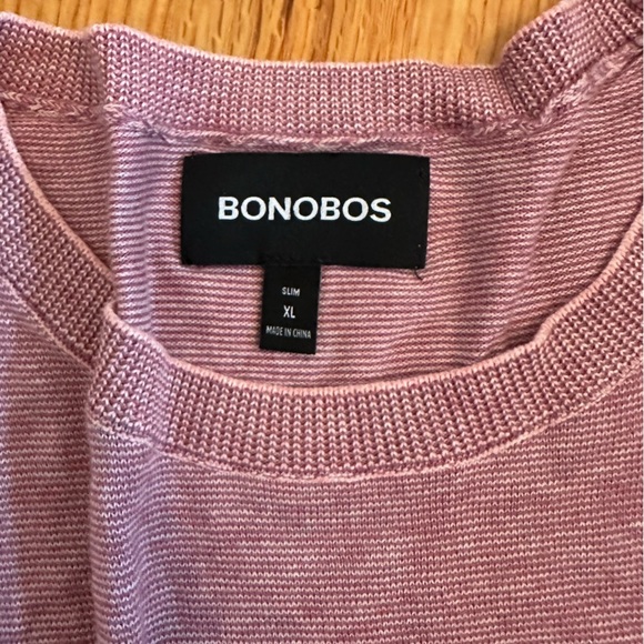 Bonobos Sweater Mens XL Pink Cotton/Viscose   Crewneck Soft Striped Casual(A1 - Picture 4 of 15